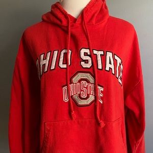 Ohio State hoodie red and white with ohio logo
